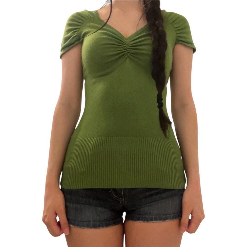vintage y2k fitted long short sleeve top